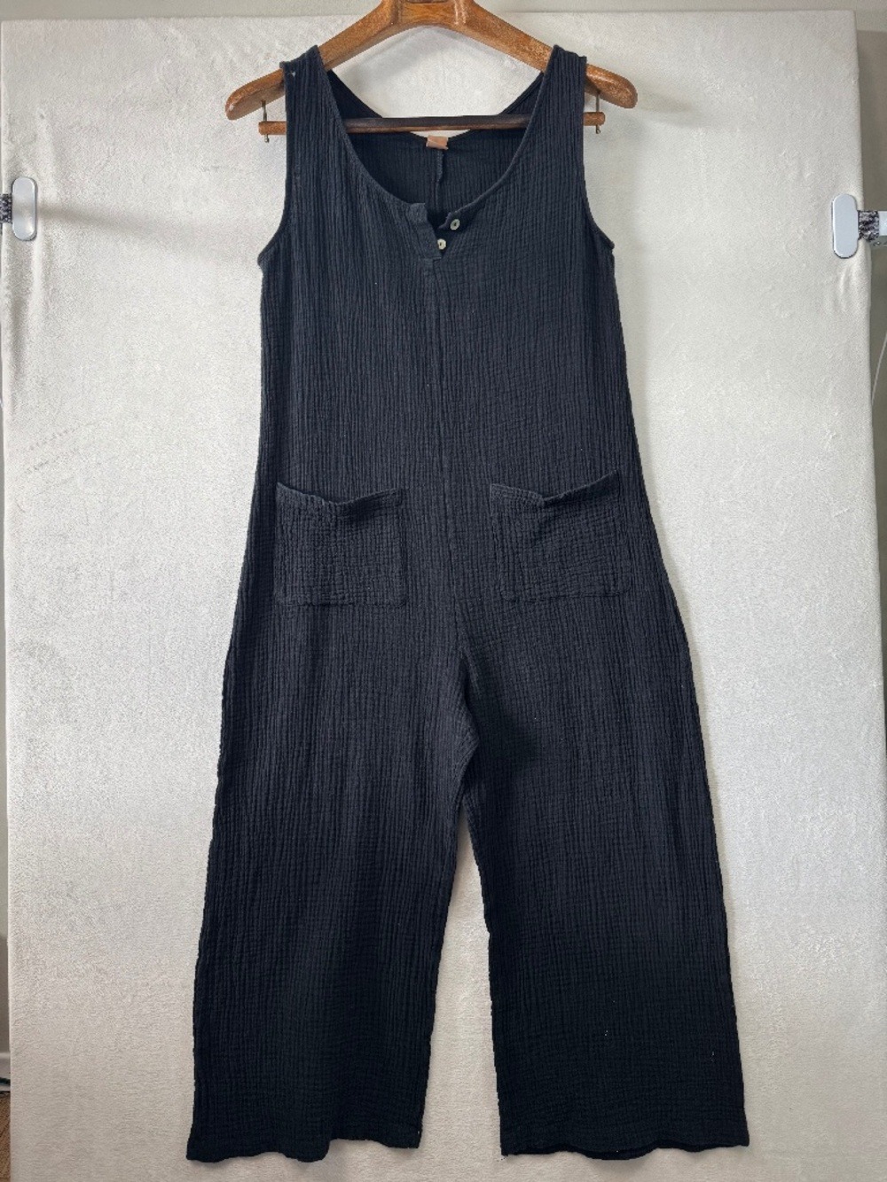 Smash + Tess Black Sleeveless Textured Wide-Leg Jumpsuit